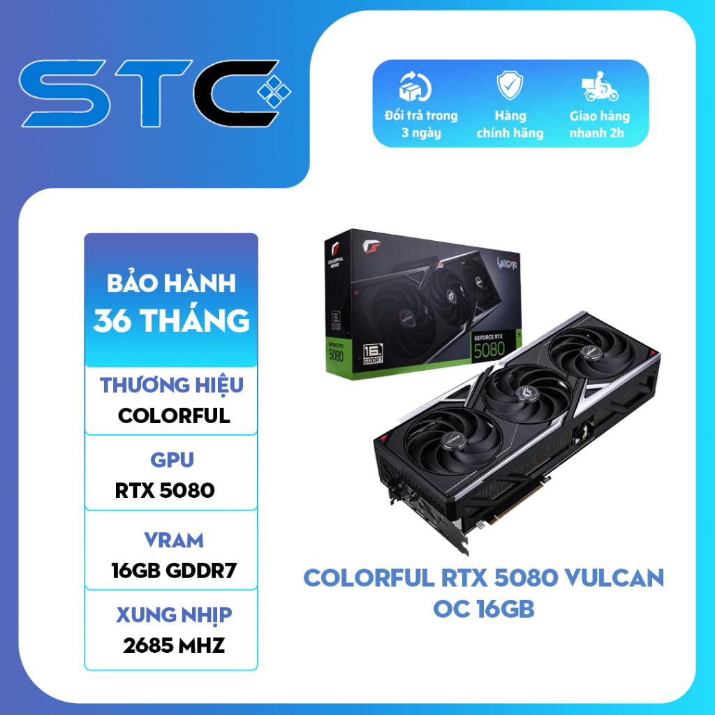 [Full VAT] Colorful Colorful GeForce iGame RTX 5080 Vulcan OC 16GB - Hàng mới 100% - Bảo hành 36 Thá