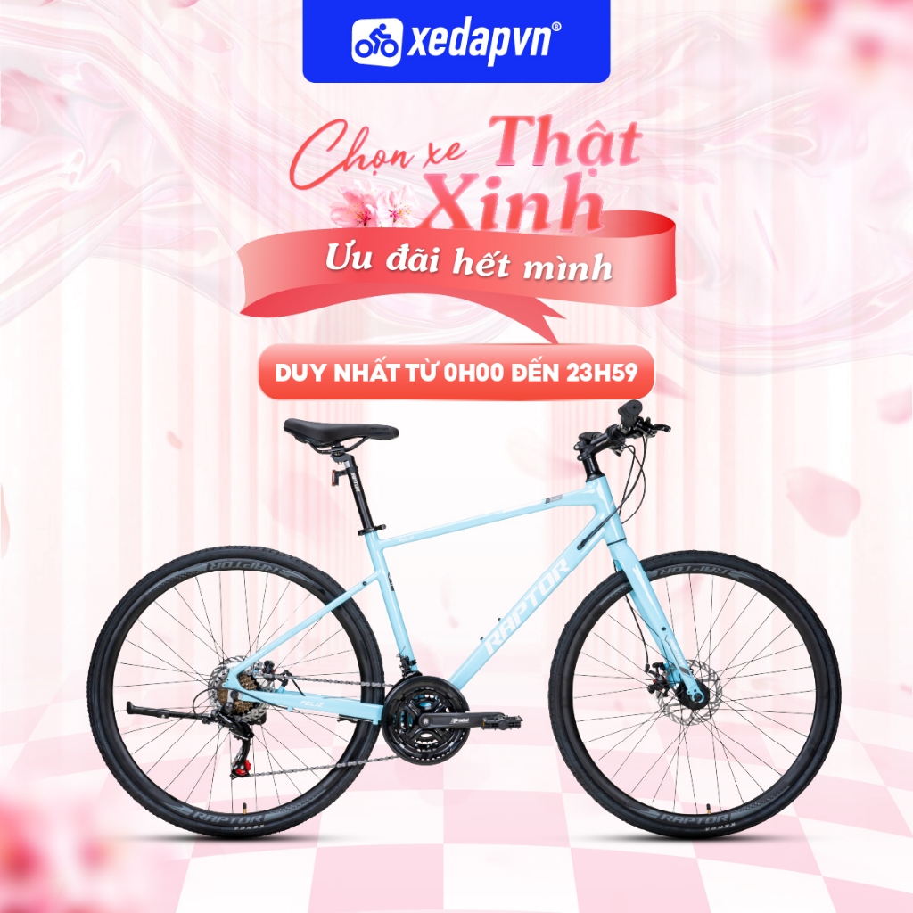 Xe Đạp Touring RAPTOR FELIZ 2 – Bánh 700C, 21 Tốc Độ – Cho Người Cao 1m55–1m75 –Phanh Đĩa, Nhẹ Êm | 