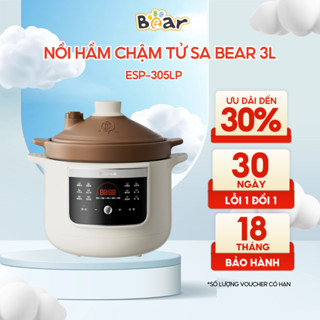 Nồi nấu chậm thố sứ tử sa Bear ESP-305LP, dung tích 3L Ninh Hầm Nấu Cháo Trọn Vị Tiếng Việt bảo hành 18 tháng