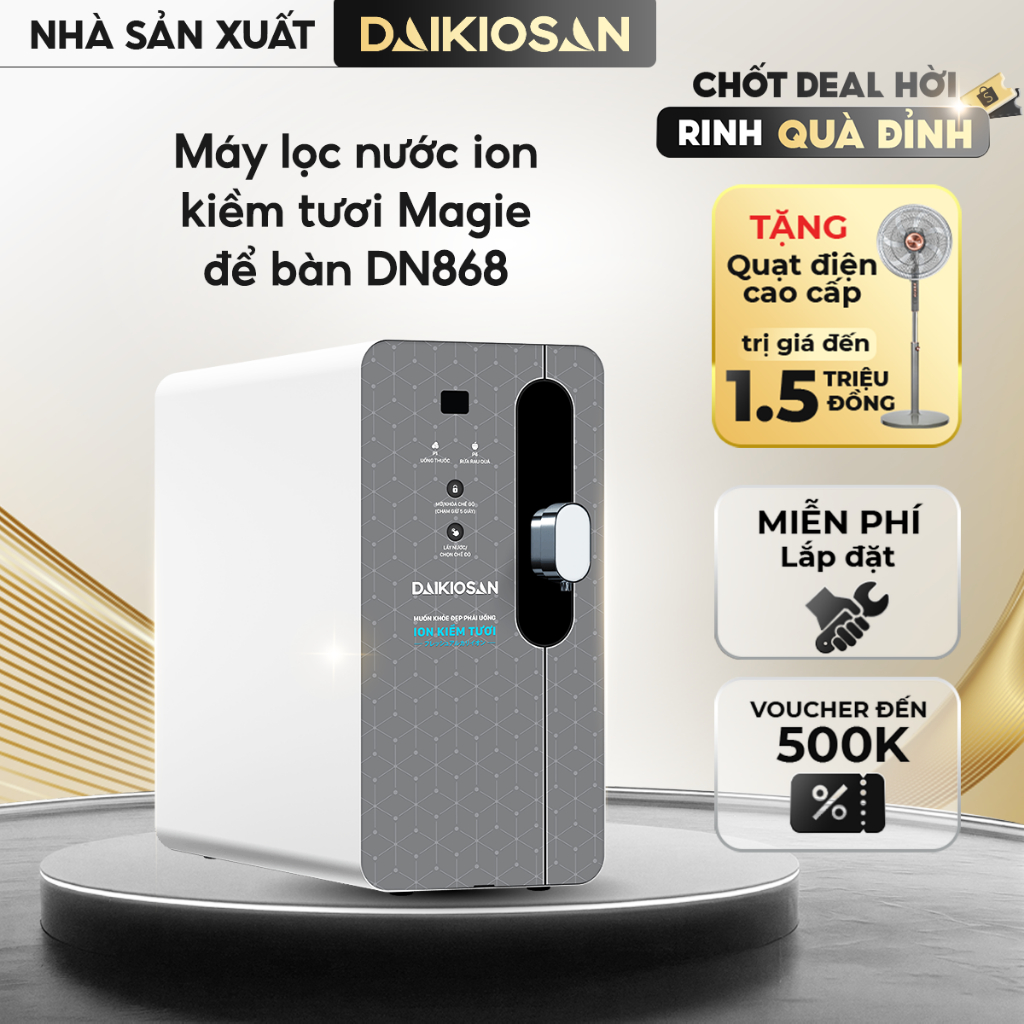 Máy Lọc Nước Daikiosan DN868 Để Bàn Ion Kiềm Tươi MagieGiàu Hydrogen Màn Hình Cảm Ứng