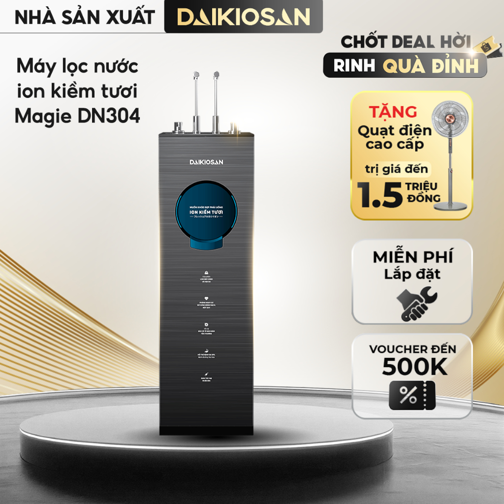 Máy Lọc Nước Ion Kiềm Tươi Magie Daikiosan DN104 DN204 DN304 Giàu Hydrogen Nóng Lạnh