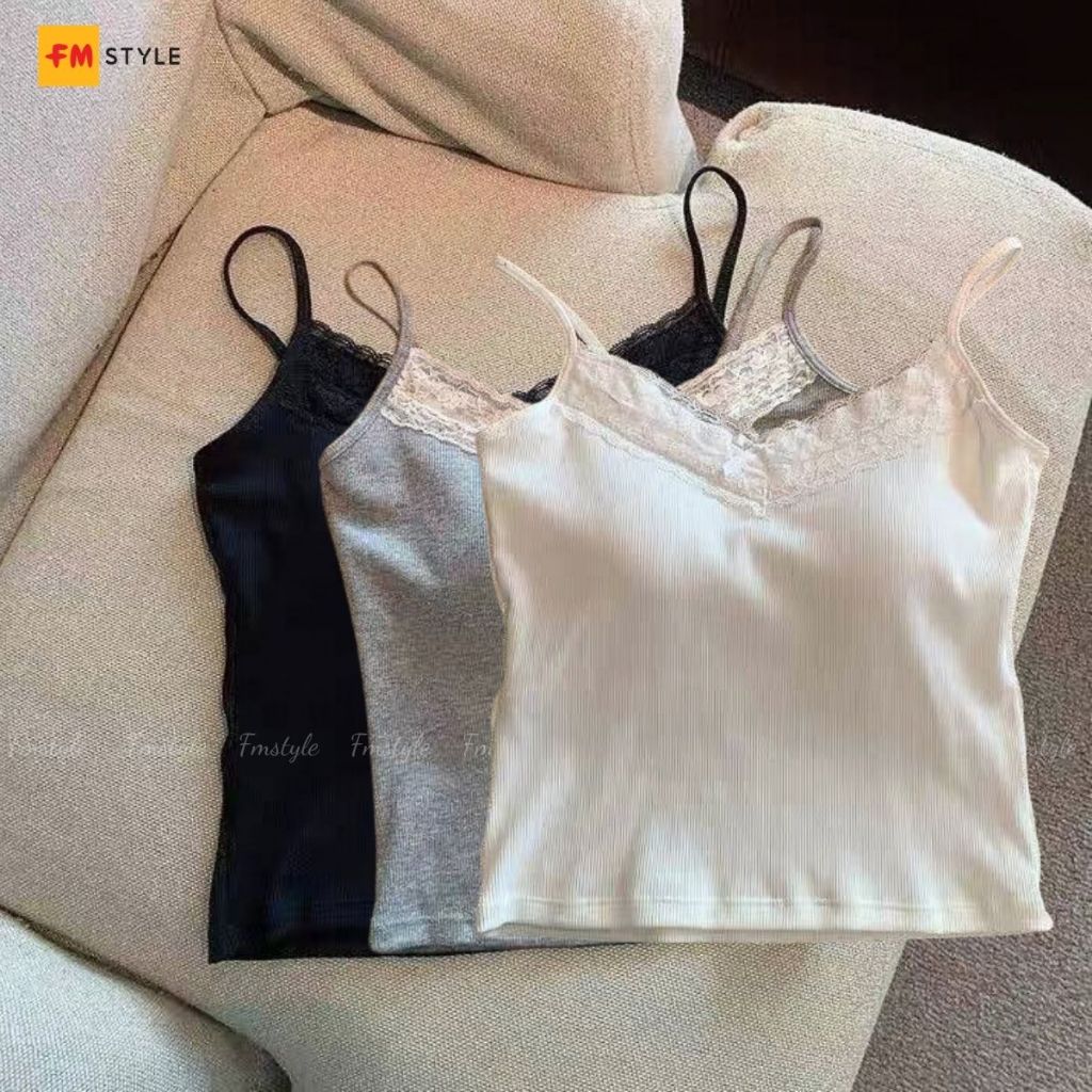 Áo 2 Dây Nữ Croptop Viền Ren Nơ Ngực FMSTYLE SHOP - Kiểu Xinh Xắn, Dễ Phối Đồ, Giá Học Sinh 26020177