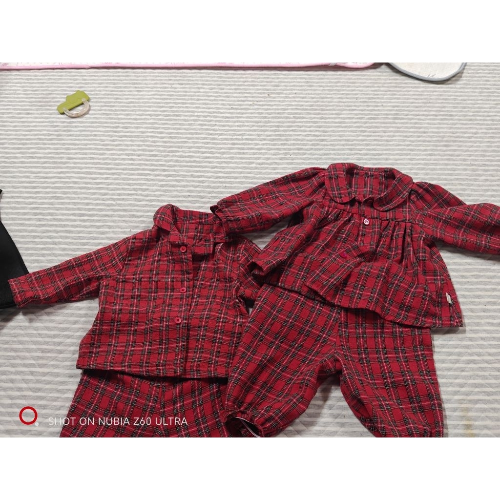 Pass 2 bộ kẻ obebi caro đỏ size 73