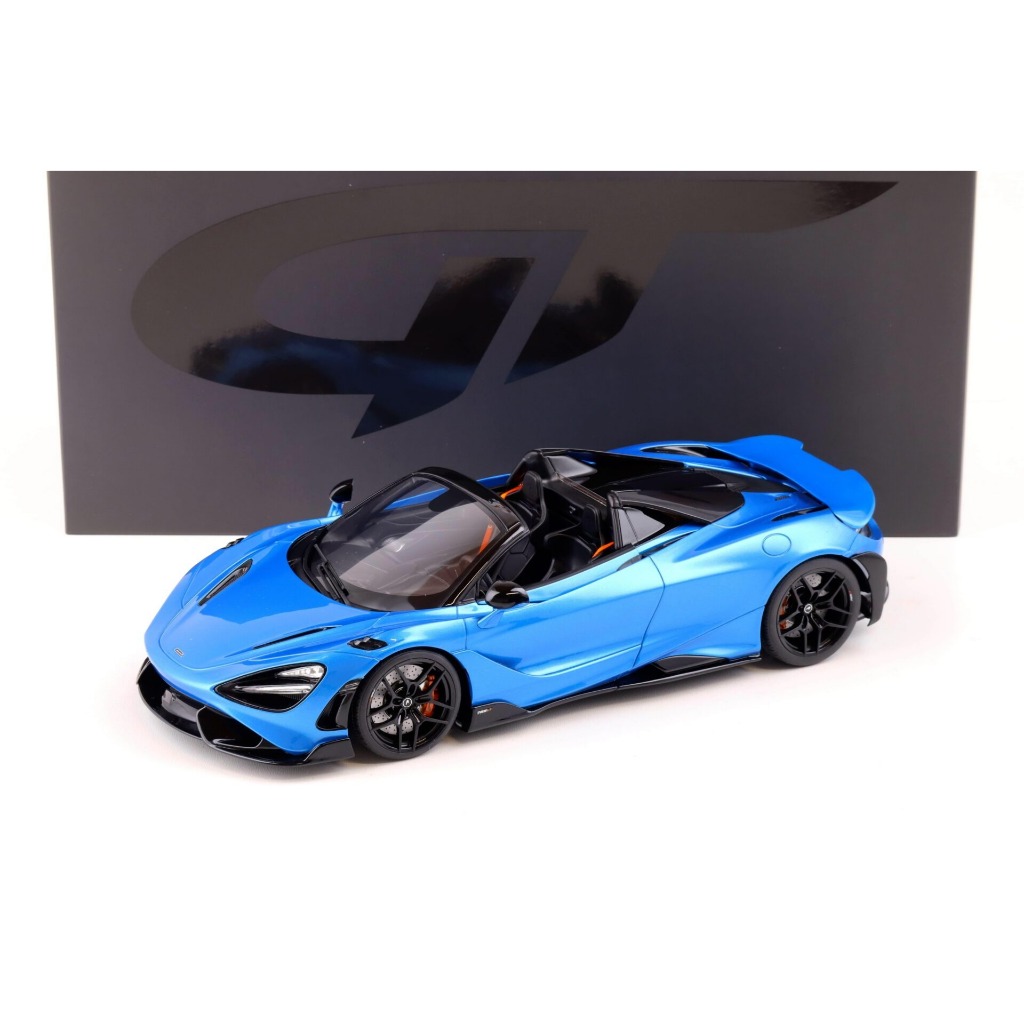 Mô hình xe cao cấp McLaren 765LT Spider 2021 Blue metallic tỉ lệ 1:18 GT Spirit GT886