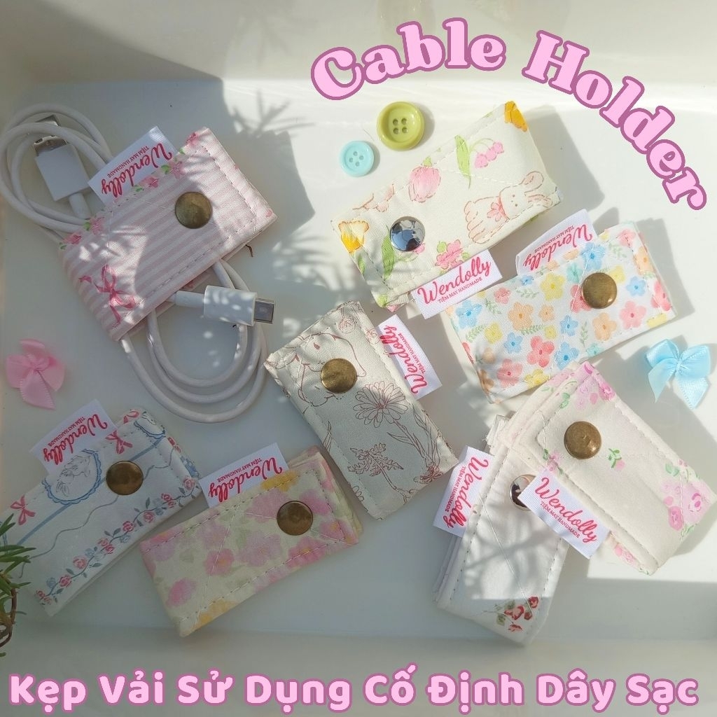 [ Cable Holder] Kẹp Vải Sử Dụng Cố Định Dây Sạc - Dây Tai Nghe💚