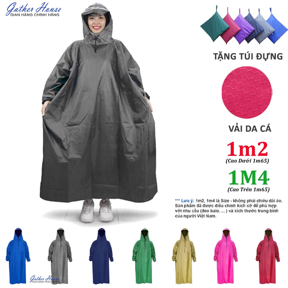 Áo Mưa Bít Vải Da Cá - Không Sẻ Tà - Hàng Cao Cấp - Loại Dày Nhẹ - Đồ Đi Mưa Vải Tổ Ong Siêu Bền