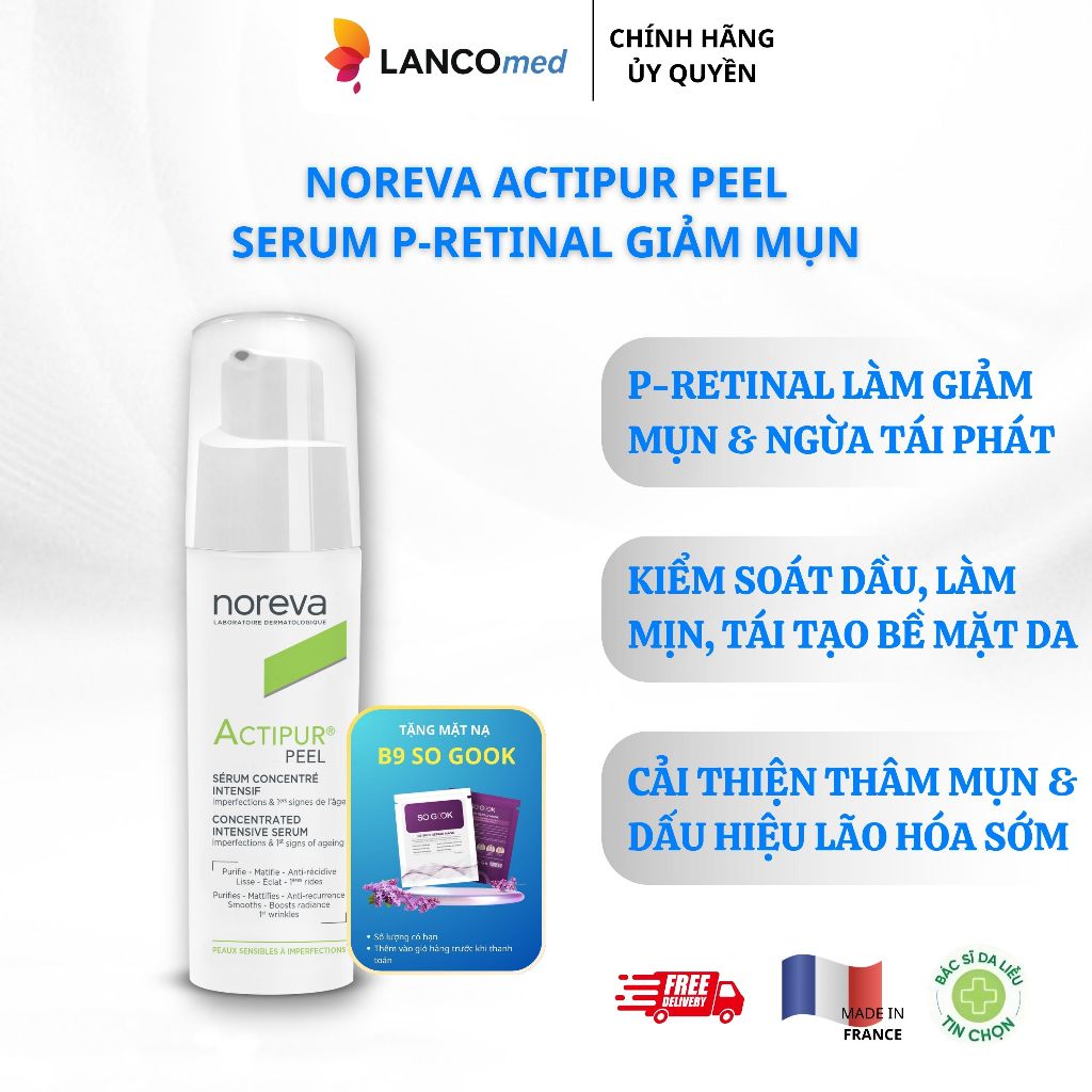 Serum Cho Da Mụn  P-Retinal Noreva Actipur Peel – Giảm Thâm, Tái Tạo Da, Kiểm Soát Dầu