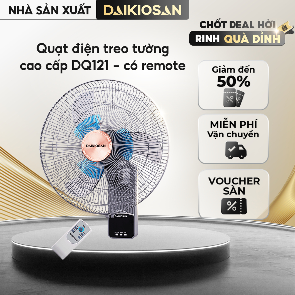 Quạt Điện Treo Tường Lifestyle DQ121 Daikiosan Có Điều Khiển - Hàng Chính Hãng