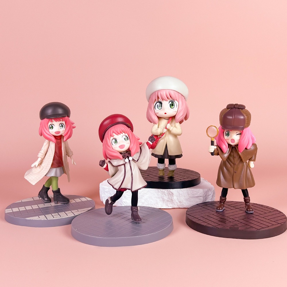 Mô hình nhân vật Anya trong Anime Spy x Family, trang phục mùa đông, đồ trang trí anime, cô gái xinh