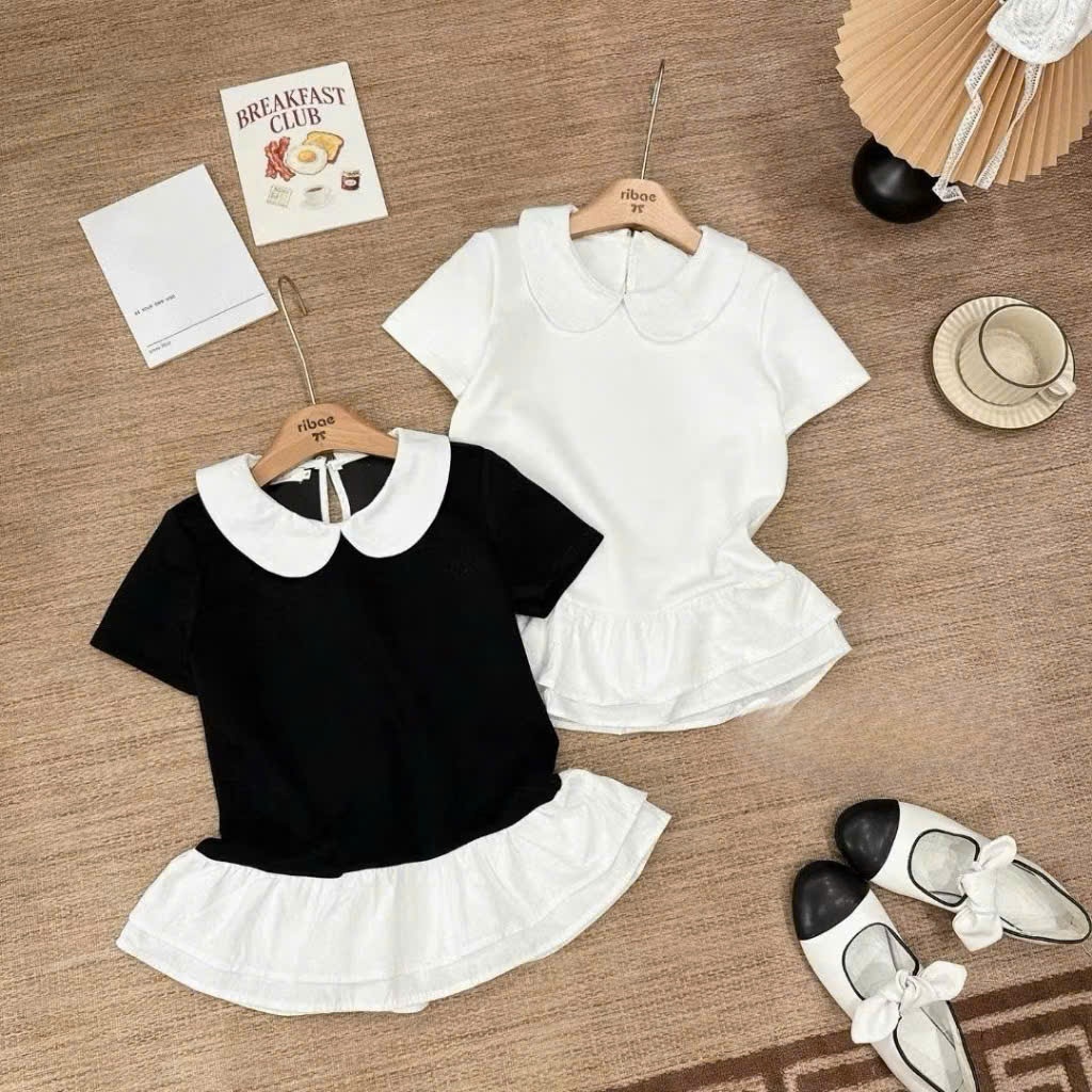 Áo Thun Cộc Tay Hari Cổ Sen Viền Bèo Mini Top Form Basic Phong Cách Hàn Quốc Mã 1641 | BigBuy360 - bigbuy360.vn