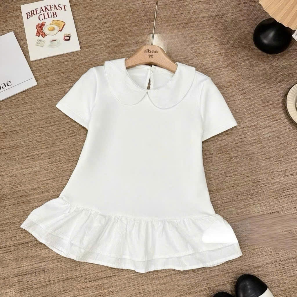 Áo Thun Cộc Tay Hari Cổ Sen Viền Bèo Mini Top Form Basic Phong Cách Hàn Quốc Mã 1641 | BigBuy360 - bigbuy360.vn