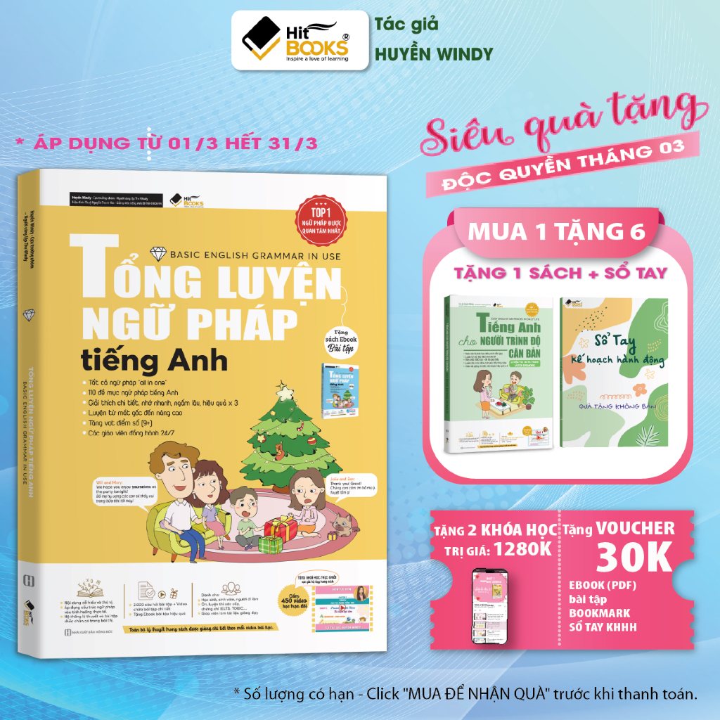 Sách Tổng Luyện Ngữ Pháp Tiếng Anh KÈM KHOÁ HỌC HITBOOKS (Combo/ Lẻ)