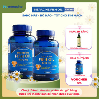 COMBO Viên Uống Dầu Cá Meracine Fish Oil 1000mg Bổ Sung Omega 3, Hỗ Trợ Sáng Mắt, Bổ Não, Bảo Vệ Tim Mạch (Hộp 90 Viên)