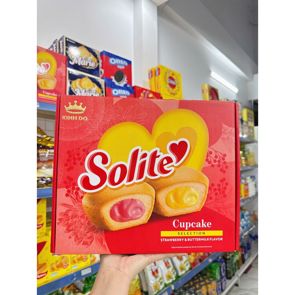 Hộp Bánh Bông Lan Solite Tết 2026 Cuộn Kem Vị Dâu 288g - Có Túi Giấy