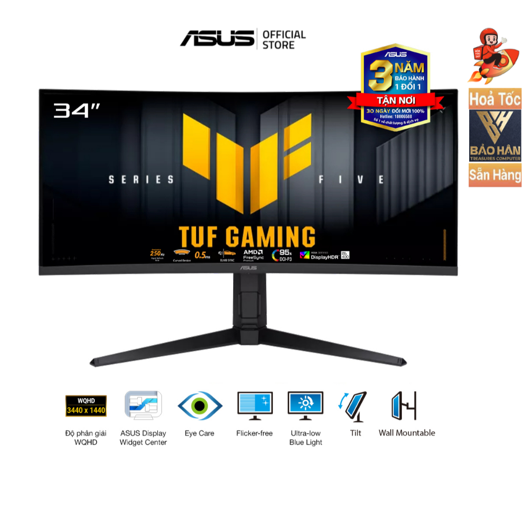 Màn Hình Asus TUF Gaming VG34WQML5A Cong 1500R 34 Inch/ WQHD/ VA/ 250Hz/ 0.5ms - Hàng Chính Hãng