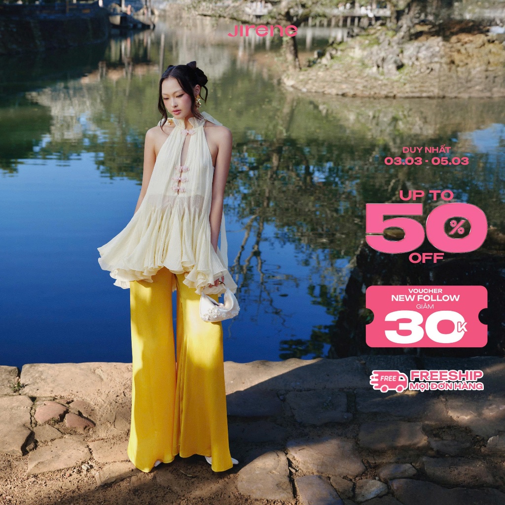 Jirene - Quần ống suông vài tơ tằm gân YOIN PANTS