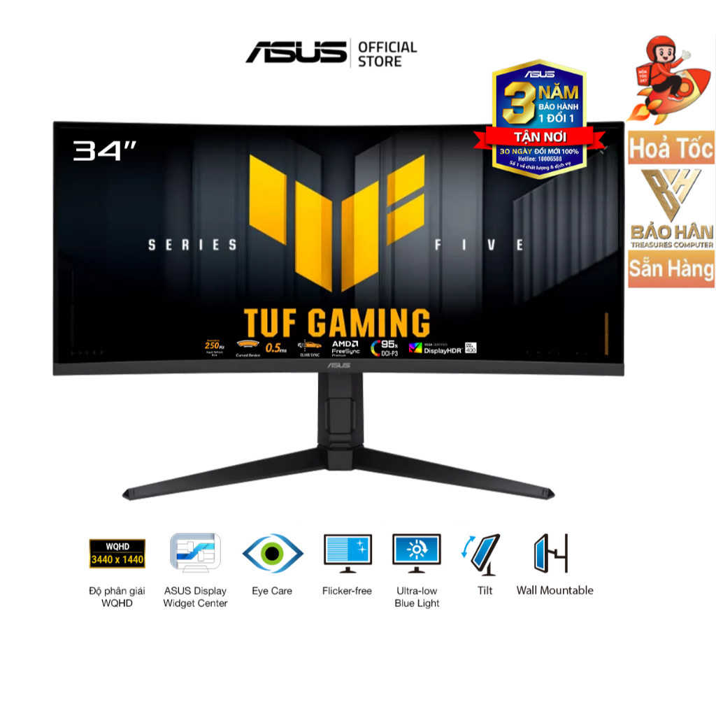 Màn Hình Gaming Asus TUF VG34WQML5A Cong 1500R 34 Inch/ WQHD/ VA/ 250Hz/ 0.5ms - Hàng Chính Hãng