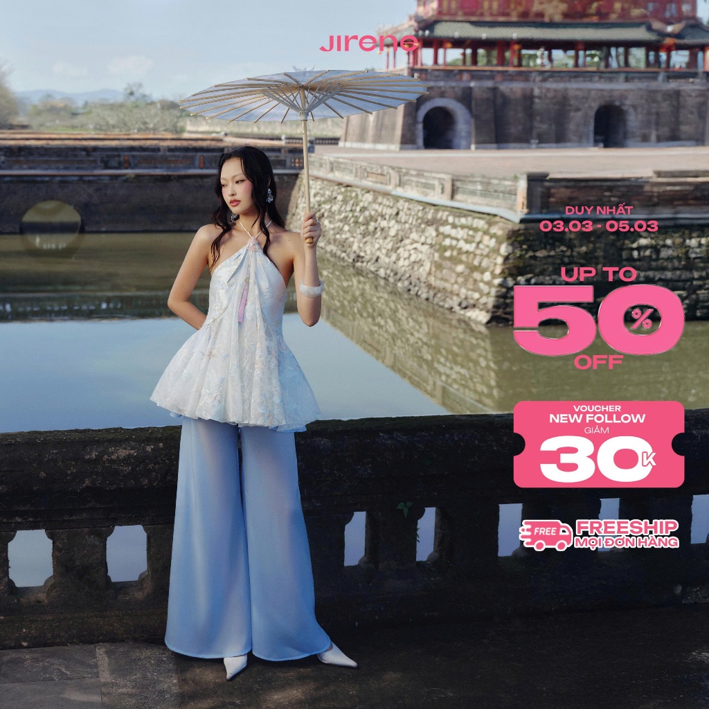 Jirene - Áo kiểu yếm nữ chất liệu ren thêu RINSEI TOP