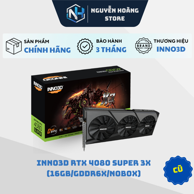 VGA card màn hình INNO3D RTX 4080 Super 3X 16GB Cũ
