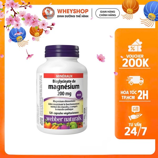 Viên uống bổ sung khoáng chất Magnesium Bisglycinate 200mg ( 120 viên ) - WHEYSHOP HCM