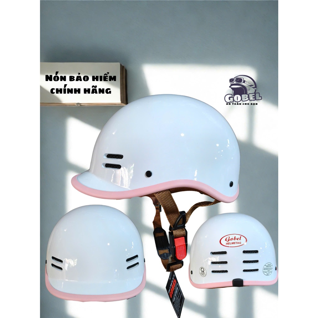 GOBEL Nón Bảo Hiểm CÁ HEO LỚN free size 58cm, cá heo 10 lỗ