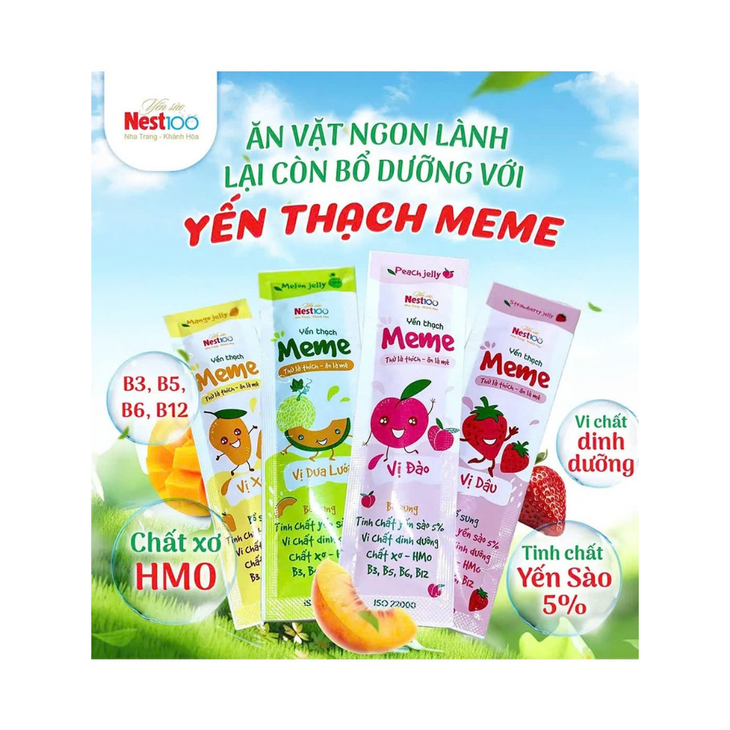 Quà tặng 8.3 - Yến thạch Meme Nest100 - Tinh chất yến sào (12 gói x 26g)
