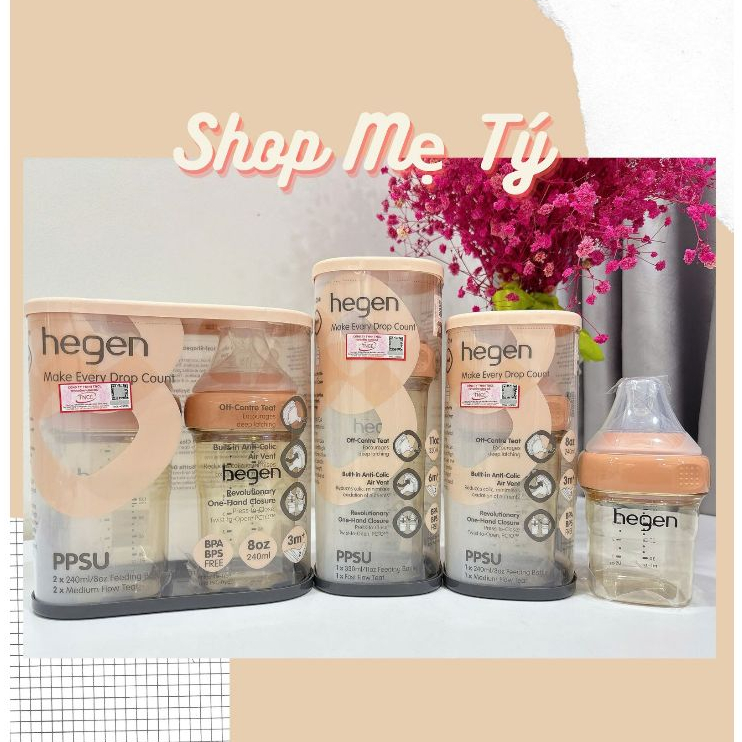 [AUBURN cổ cam NEW] Bình sữa Hegen màu cam cháy  Auburn chính hãng size 150ml/ 240ml/ 330ml (chọn si