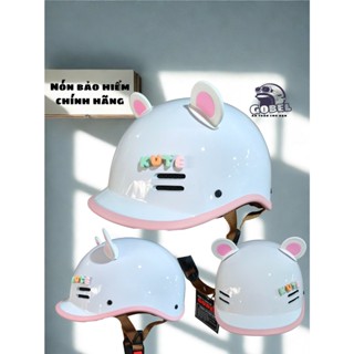 Nón bảo hiểm CÁ HEO LỚN 54-58cm- Tặng tai gấu và charm chữ tự dán