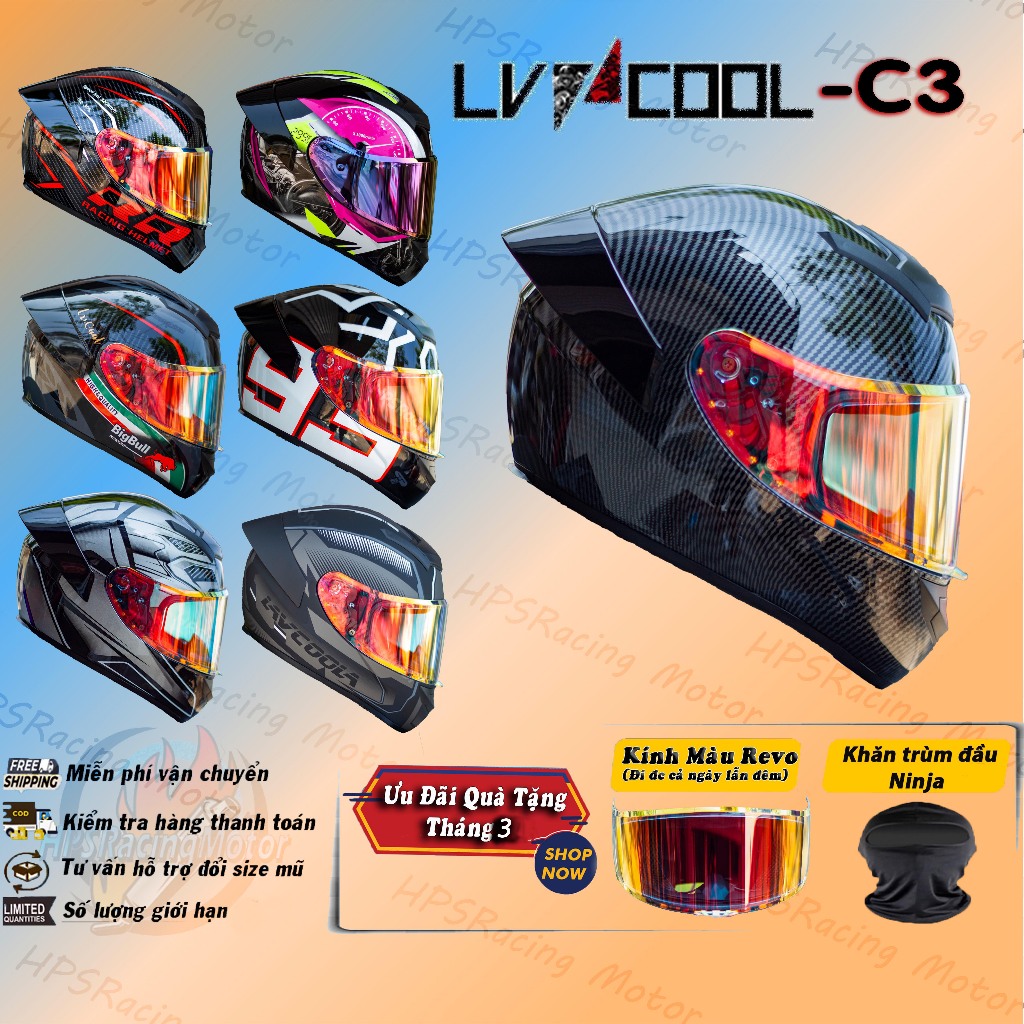 Mũ Bảo Hiểm Fullface LVCool C3 - Mũ Bảo Hiểm Chính Hãng