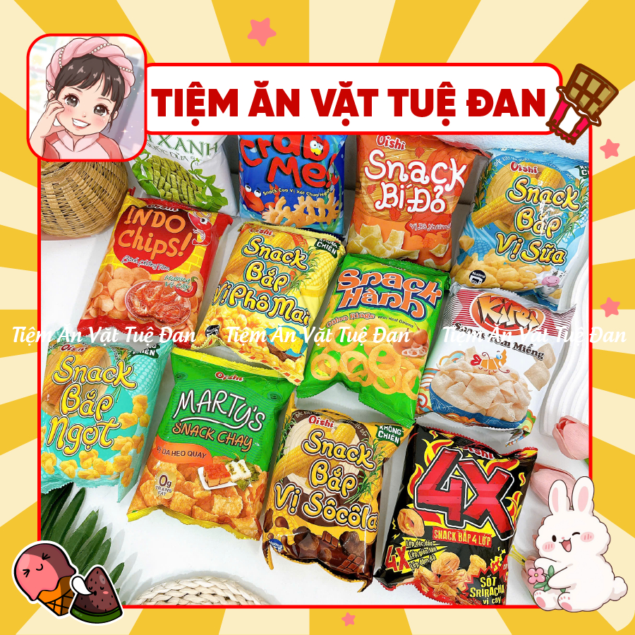 [BỊCH 10 GÓI 12G] Bim Bim Oishi chính hãng nhiều vị lựa chọn