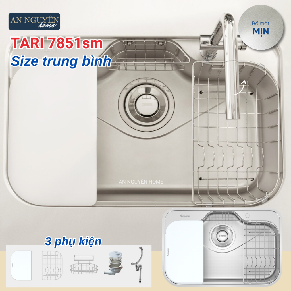Chậu rửa bát phong cách Nhật bề mặt mịn Tari 7851SM
