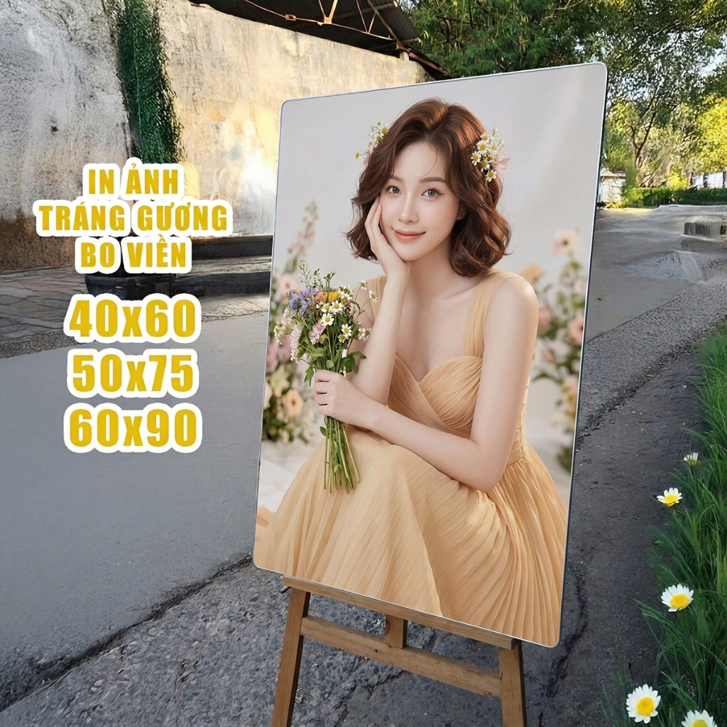 In Ảnh Tráng Gương Nẹp Viền 50x75 ,60x90 40x60 In Ảnh Treo Tường Ảnh Cưới Ảnh Gia Đình, Tốt Nghiệp