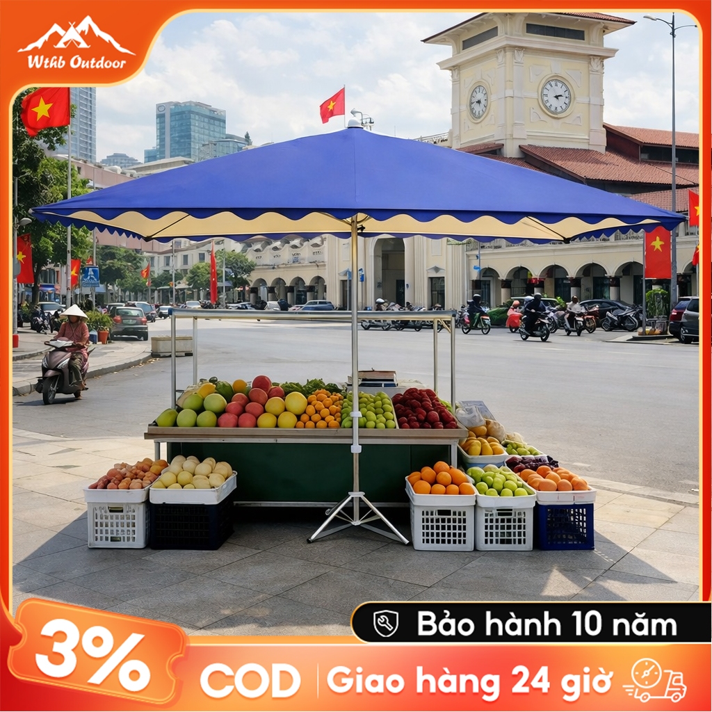 Ô dù của người bán hàng rong,dù gấp gọn cỡ lớn dùng ngoài trời, thích hợp cho vườn/gian hàng ngoài trời, che mưa và nắng