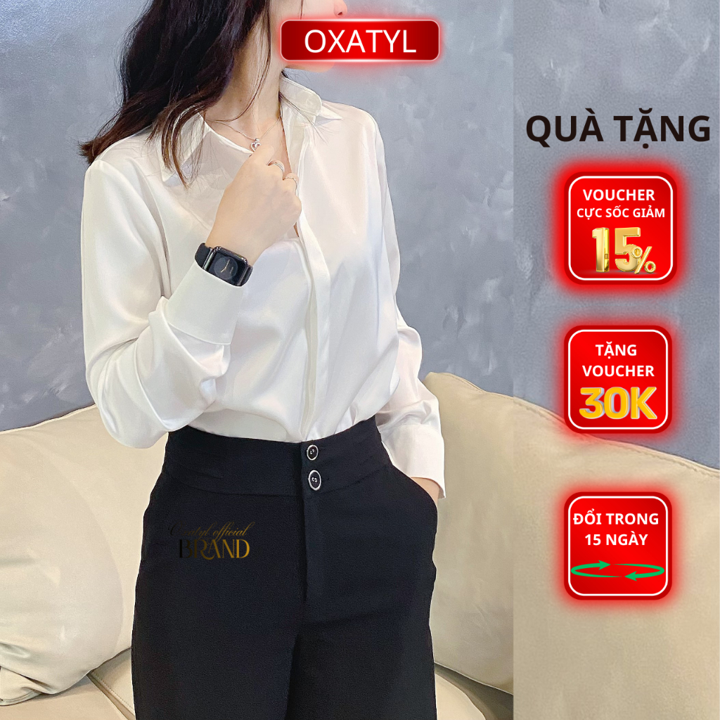 Áo sơ mi nữ dài tay lụa Qeen cao cấp vải dày mềm rủ không nhăn fom áo rộng A57 | BigBuy360 - bigbuy360.vn