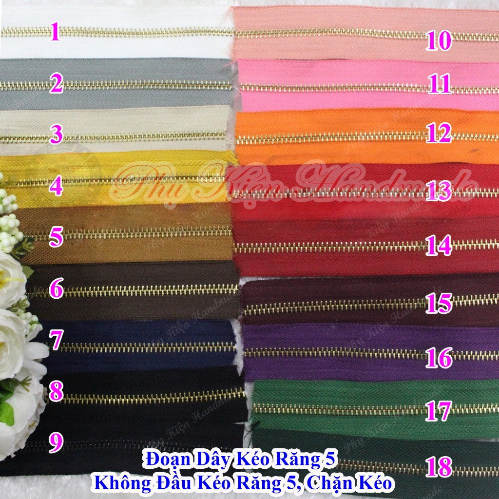 Đoạn dây kéo răng 5 (không đầu kéo răng 5, chặn kéo)