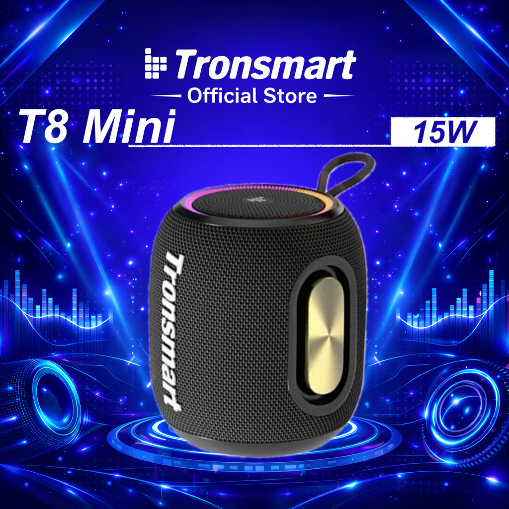 Loa bluetooth 5.3 Tronsmart T8 Mini 15W, chống nước IPX7, led RGB, hỗ trợ thẻ TF, Móc treo tiện lợi