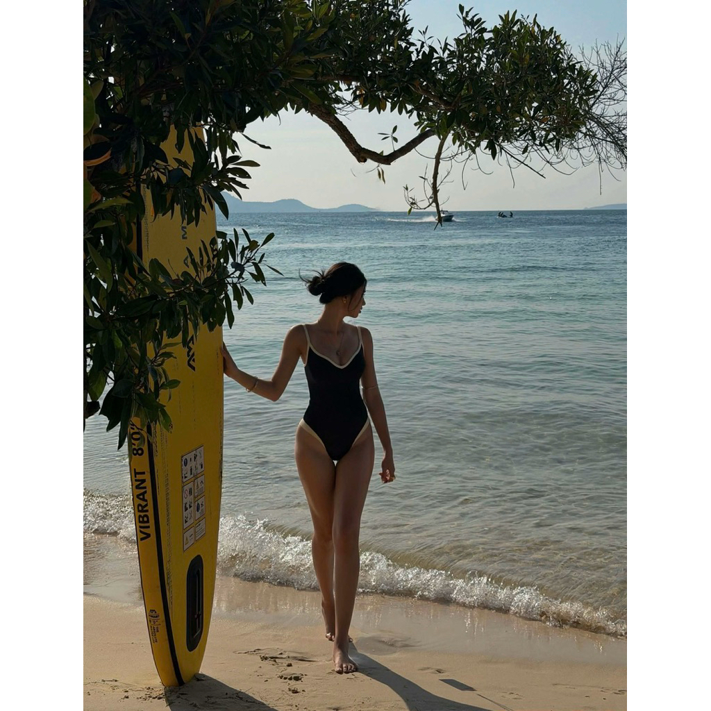 [Hoả Tốc Sẵn] Đồ Bơi,Bikini Nữ Một Mảnh Liền Thân Hai Dây Viền Trắng | BigBuy360 - bigbuy360.vn