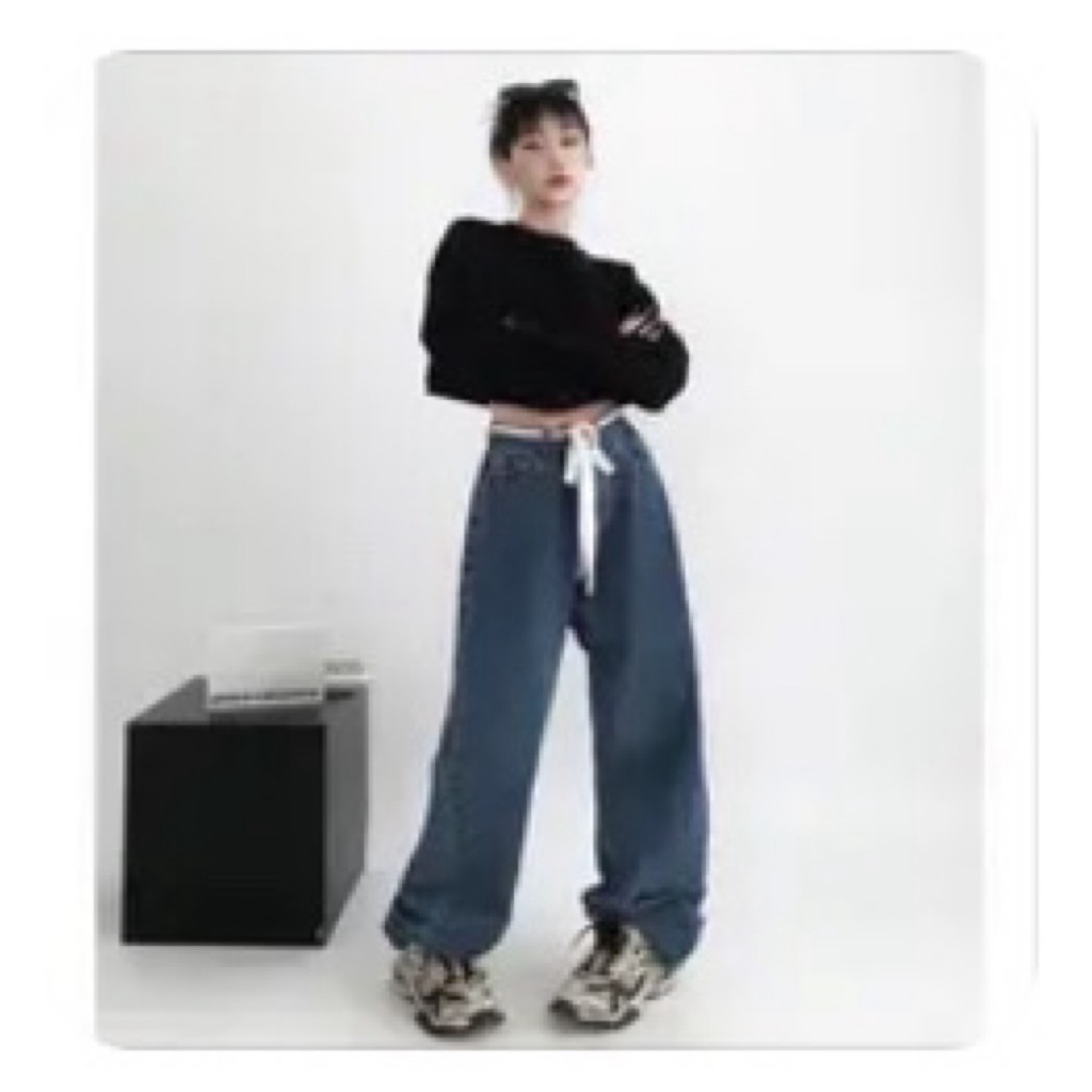 quần Jeans ống rộng cạp cao AB House