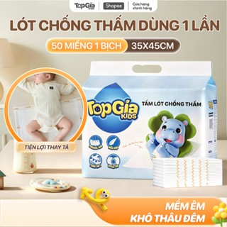 Tấm Lót Chống Thấm Thay Tã Bỉm Dùng Một Lần Topgiakids Cho Bé 35x45cm, Bịch 50 Miếng Lót Chống Thấm, Lót Phân Su