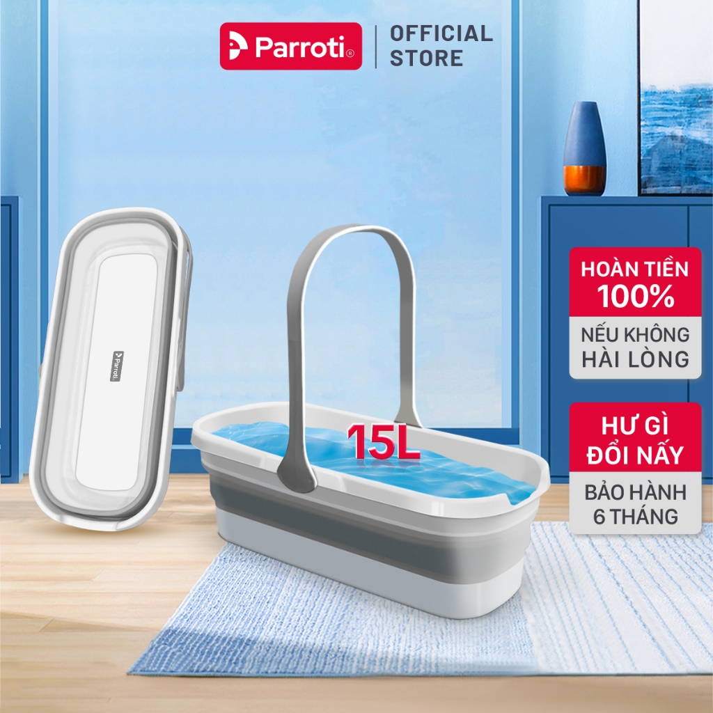 Xô nước gấp gọn đa năng 15 lít vệ sinh nhà cửa, xô giặt cây lau nhà tự vắt, chùi kính, xô để ô tô Pa