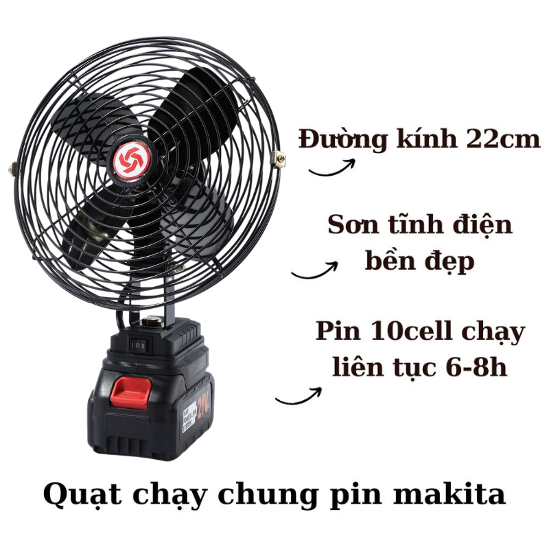 Quạt Pin Tích Điện Để Bàn, Quạt Chạy Pin MAKITA Dùng Liên Tục 12-14H, Làm Mát Cực Nhanh, Hoạt Động Mạnh Mẽ, Bền Bỉ | BigBuy360 - bigbuy360.vn
