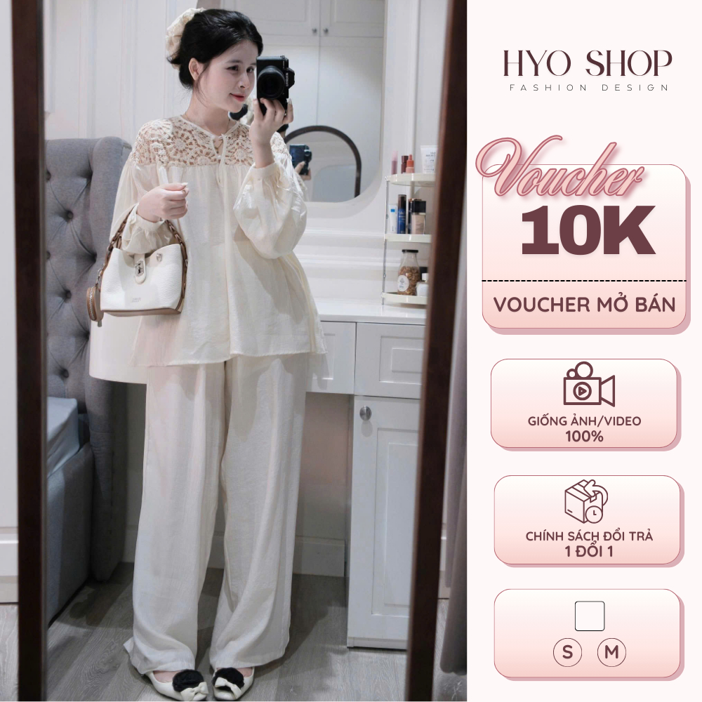 Bộ Đũi Tơ Phối Ren Dáng Suông Nữ Tính Thanh Lịch | HYO SHOP