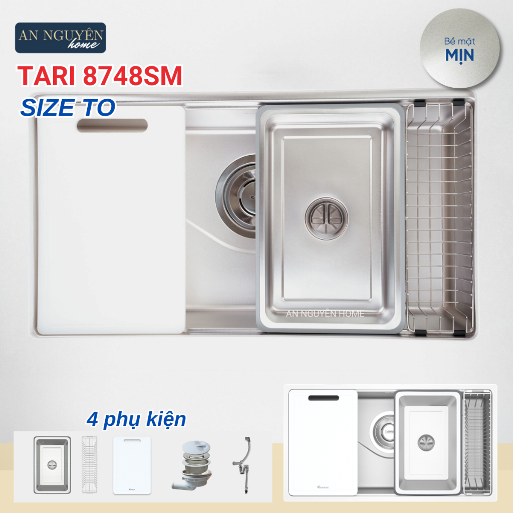 Chậu rửa bát phong cách Nhật bề mặt mịn Konox Tari 8748SM