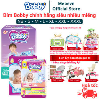 Bỉm Bobby chính hãng Ultra+ siêu nhiều miếng, tã quần Bobby siêu khô thoáng đủ size tã Dán/Quần