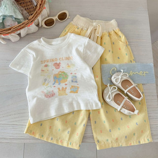 Set Áo Thun Tay Ngắn Hình Quần Caro Ống Rộng Cho Bé Gái 1-8 Tuổi MINTSCLOSET Quảng Châu - GA2520