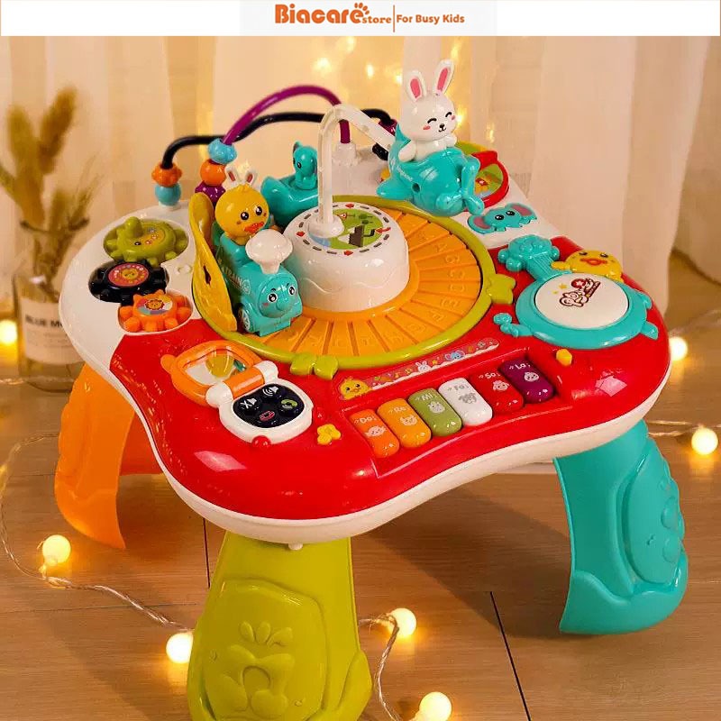 Bàn bận rộn tàu hỏa vịt vàng BUSY TABLE - Đồ chơi montessori giáo dục sớm cho bé từ 1 tuổi