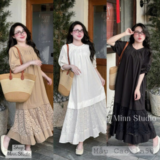 [Minn.Studio]-BST MỚI- Váy Thô Hàn Cao Cấp Phối Chân Ren. Váy Suông 2Lớp Chuẩn Mẫu (PP63)