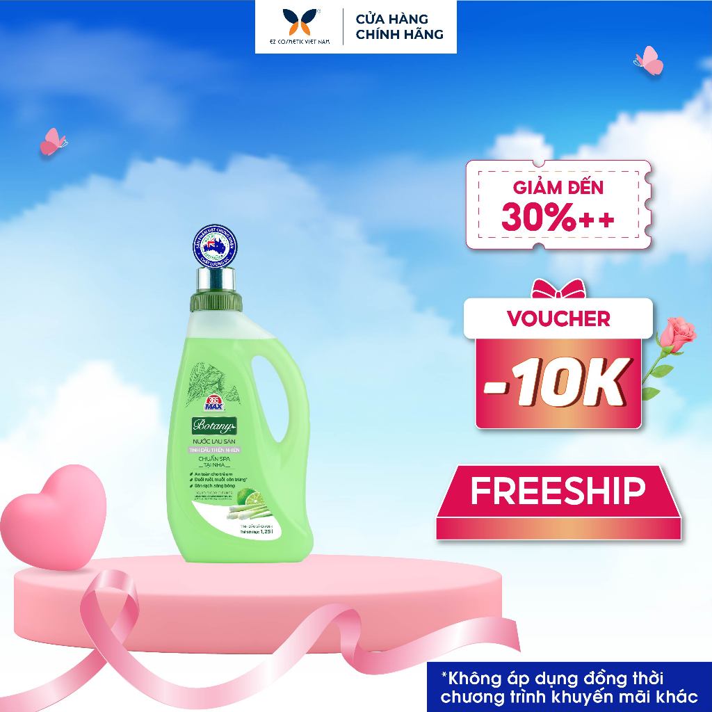 Chai Nước Lau Sàn 365 Max Botany Tinh Dầu Sả Chanh 1.25L làm sạch bóng sàn nhà, an toàn cho da bé