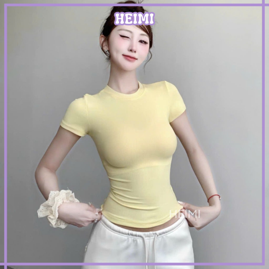 Áo thun trơn form ôm body chất cotton mịn co giãn HEIMI | BigBuy360 - bigbuy360.vn