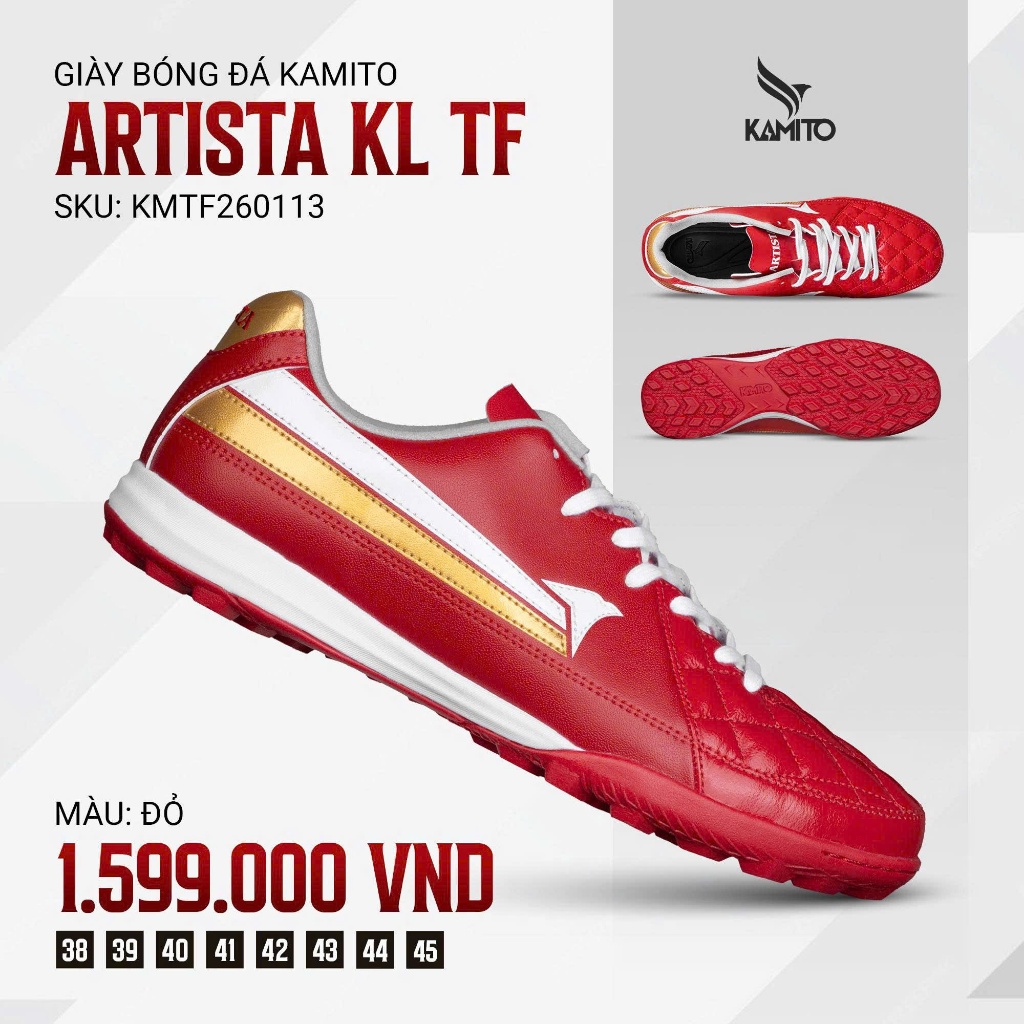 Giày đá bóng sân cỏ nhân tạo Kamito Artista KL TF, da Kangaroo cao cấp, bám sân, hỗ trợ tăng tốc